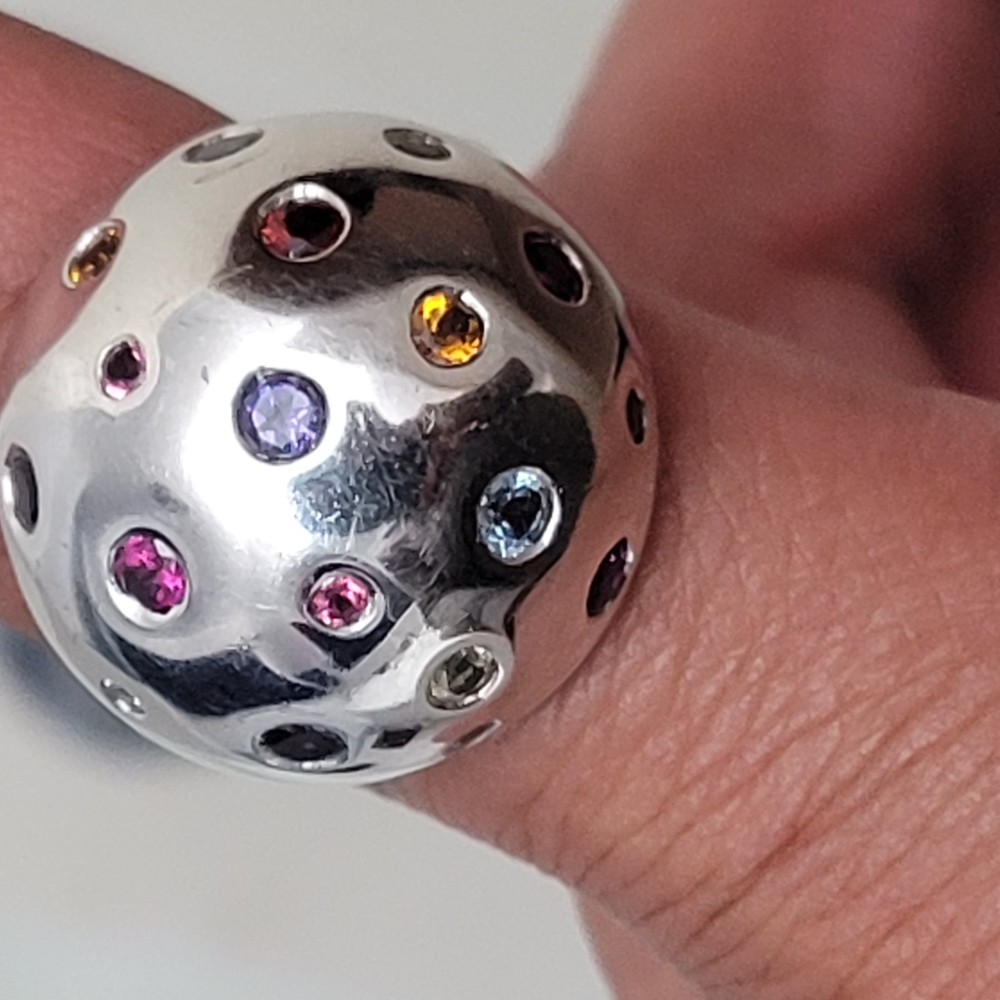 New 925 Unique Dome Gems Stweling Silver Ring